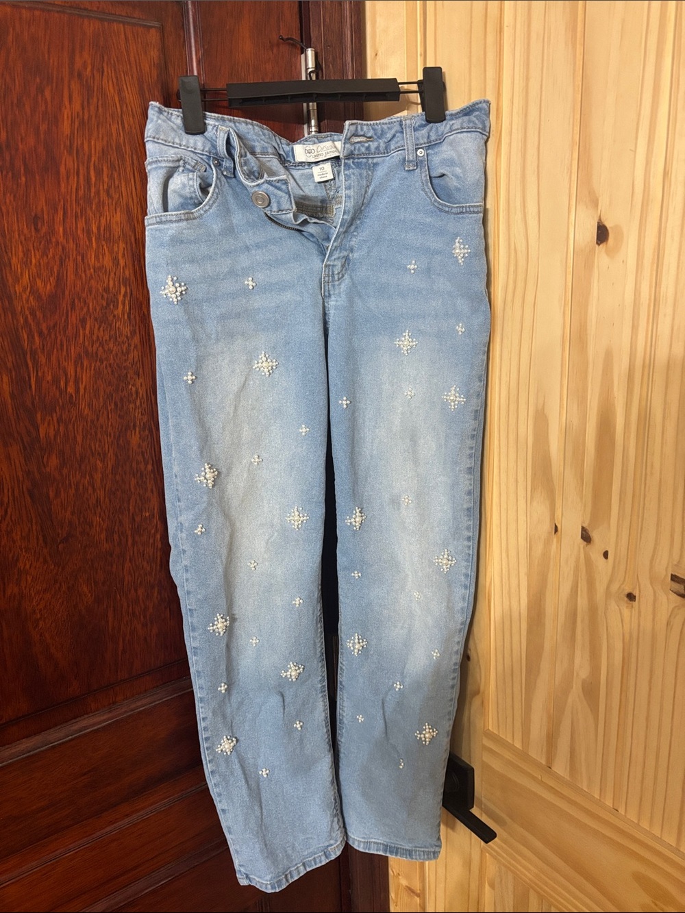 Cato Light Blue Straight Leg Jeans with Crystal Accents